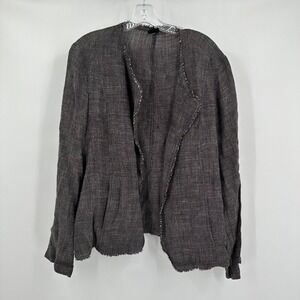 Eileen Fisher Womens Minimalist Linen Blend Jacket Size L Textured Artsy Layer